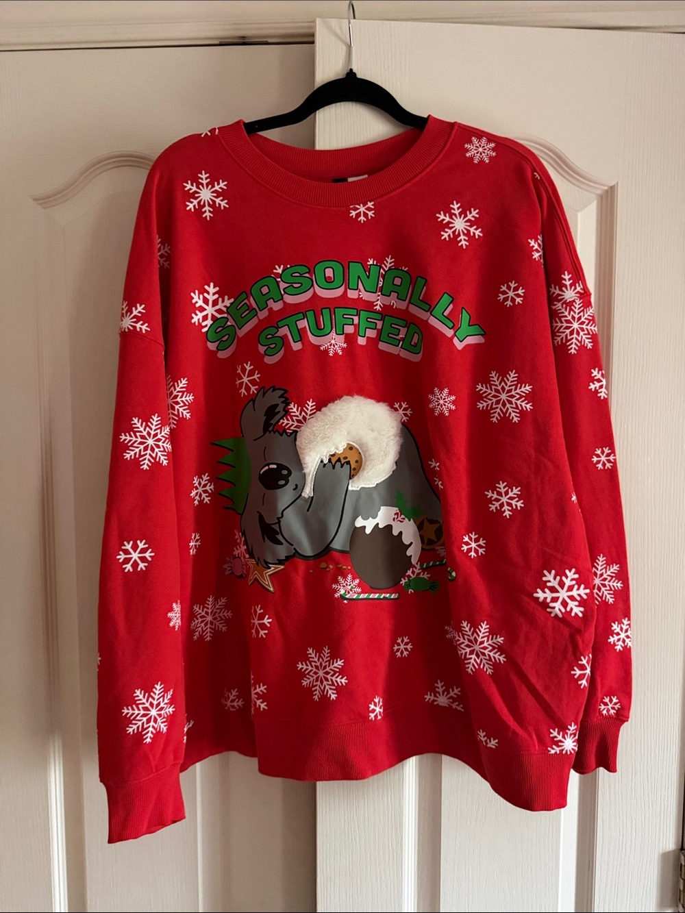 Divided Red 'Seasonally Stuffed' Holiday Knit Sweatshirt